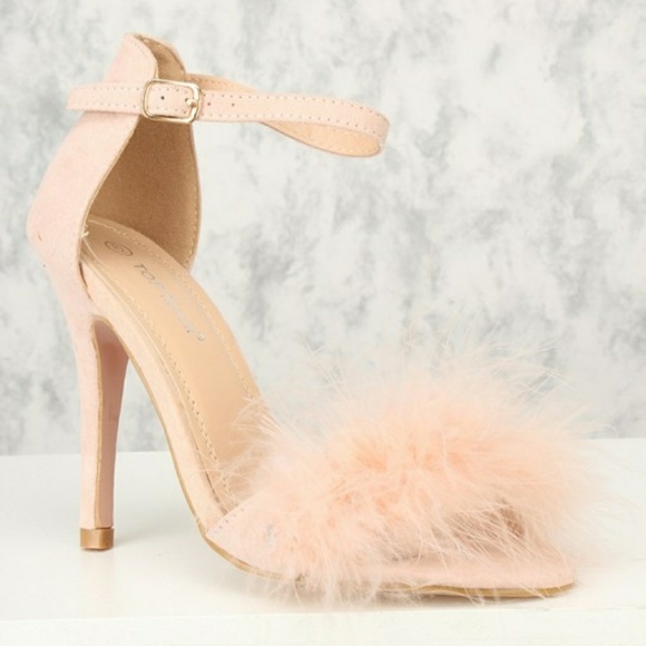Worn once- Blush Fur Heels - Picture 6 of 7